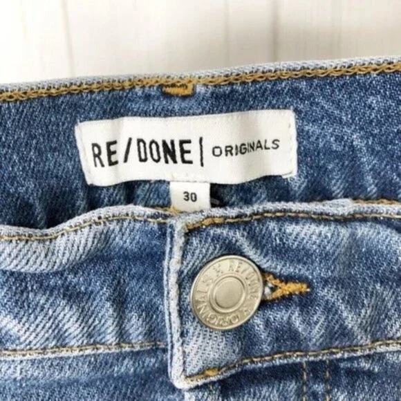 RE/DONE ORIGINALS Raw Hem High Waist Ankle Jeans  - Picture 4 of 8
